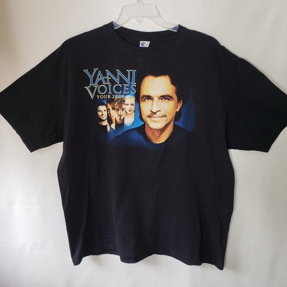 Yanni Voices T-Shirt 2X Top 2009 Concert Tour Vintage Black Short Sleeves - Picture 1 of 8
